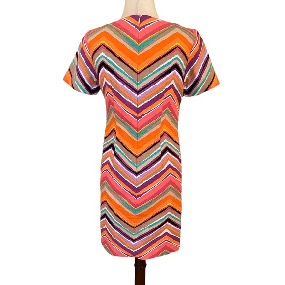 Trina Turk Aviva Chevron Coral Pastel Orange Zigzag Tunic Shift Slip Dress - 4 - Picture 7 of 12